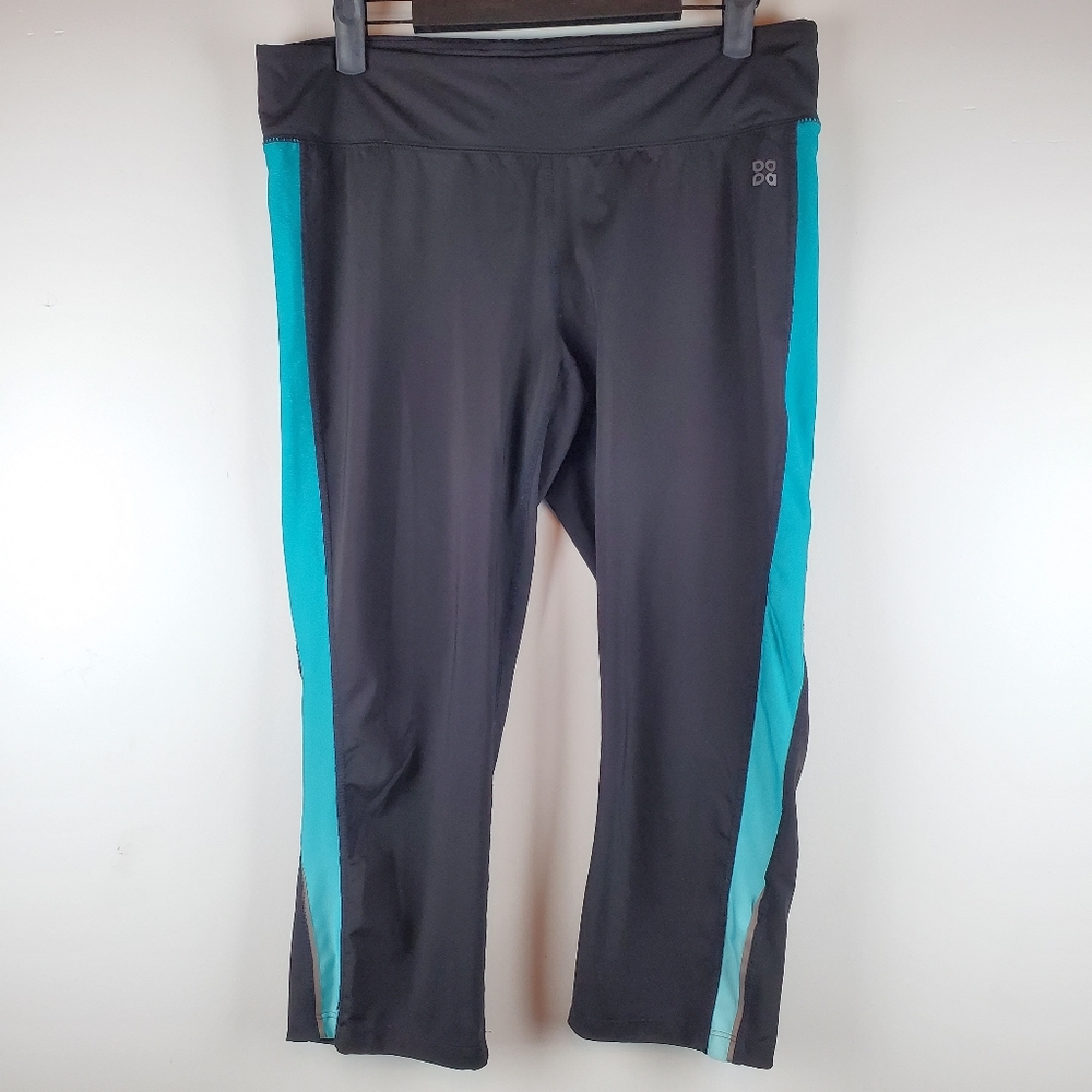 Dactra Athletic Workout Yoga Leggings Size L Womens Black Teal